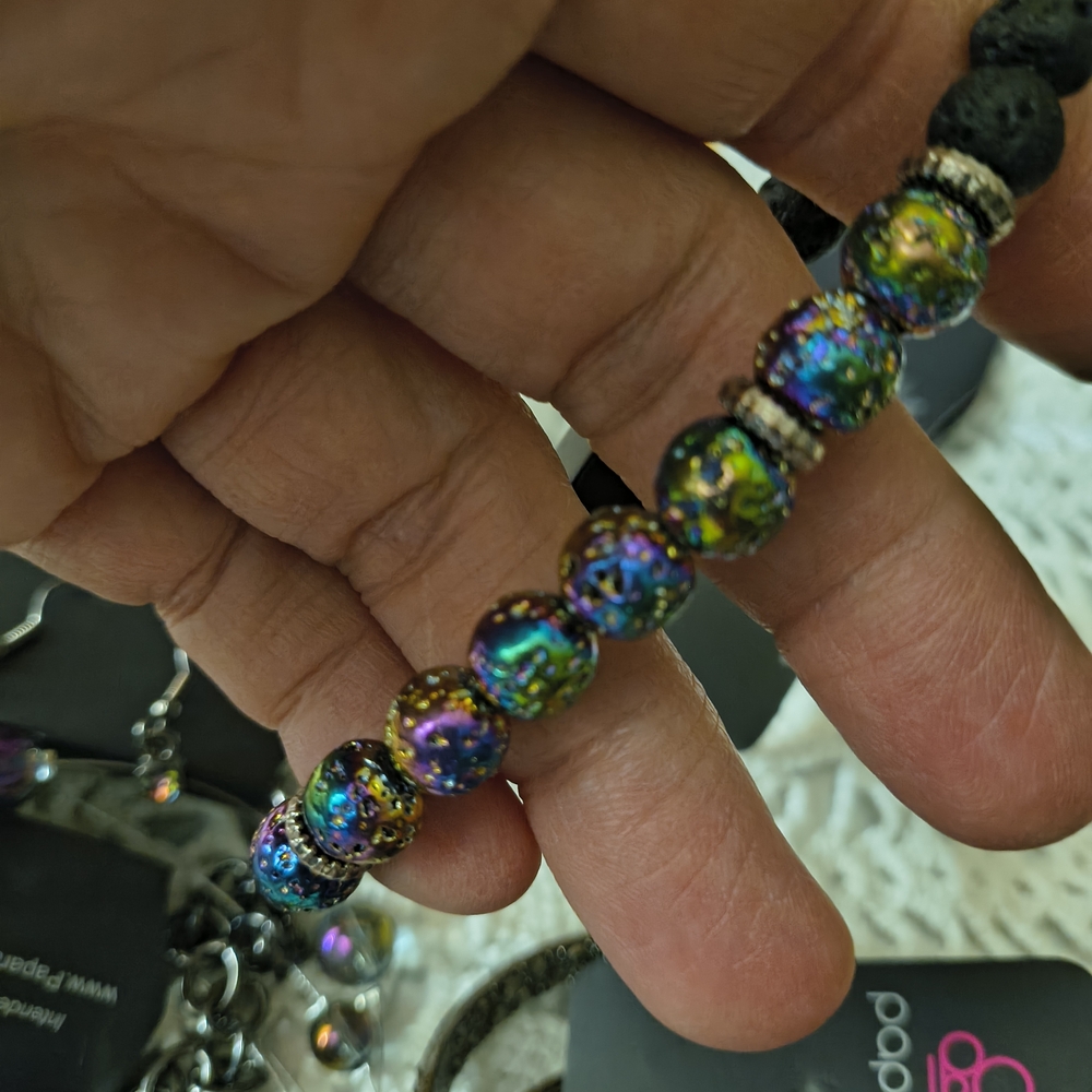 7 PC Paparazzi Oil Spill Heart Necklace Set NWT - Picture 15 of 16